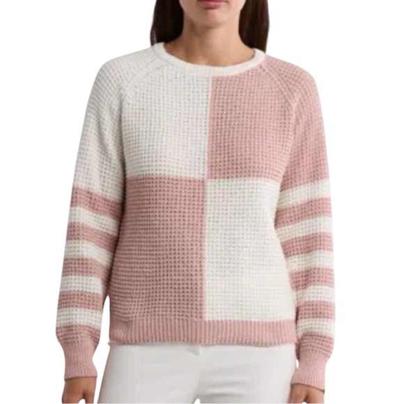 T Tahari Sweaters - T TAHARI Chenille Color-Block Sweater in Ivory/Blush Size MED  — NEW WITH TAG!!!